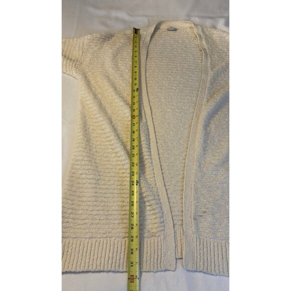 LL BEAN Midweight Ivory Open Front Cardigan Women XL Chunky Knit Duster Cotton - Picture 8 of 9